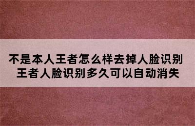 不是本人王者怎么样去掉人脸识别 王者人脸识别多久可以自动消失